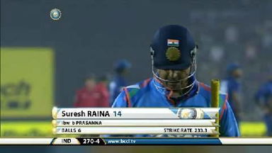 2ND ODI: IND vs SL – Suresh Raina Wicket