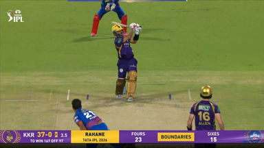 IPL 2026 M70: KKR vs DC - Ajinkya Rahane Six