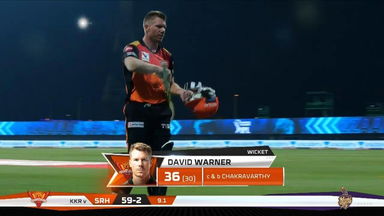M08: KKR vs SRH – David Warner Wicket