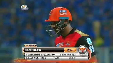 M23: MI vs SRH – Ravi Bopara Wicket