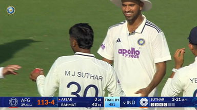 IND vs AFG 2026, Only Test: Afghanistan 1st Innings Fall of Wickets