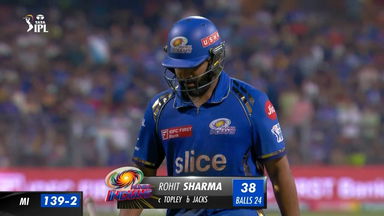 M25: MI vs RCB – Rohit Sharma Wicket