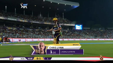 M35: KKR vs RCB – Chris Lynn Wicket
