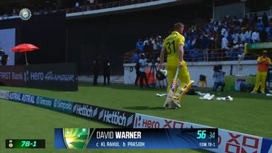 IND vs AUS 2023-24, 3RD ODI: David Warner Wicket