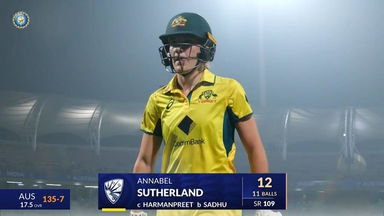 IND-W vs AUS-W 2023-24, 1st T20I: Annabel Sutherland Wicket