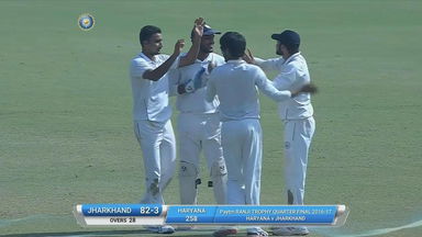 Ranji Trophy QF 4  2016-17 : Haryana vs Jharkhand - Jharkhand 1st Innings Fall of Wickets