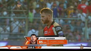 M02: KKR vs SRH – David Warner Wicket