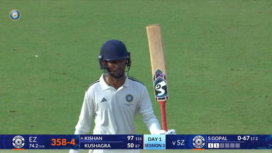 Duleep Trophy 2026 Final, EZ vs SZ: Kumar Kushagra's aggressive knock of 101(132)