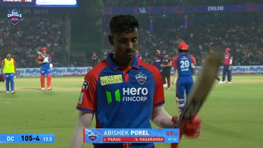 IPL 2025 M32: DC vs RR - Abishek Porel Wicket
