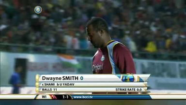 4TH ODI: IND vs WI – Dwayne Smith Wicket