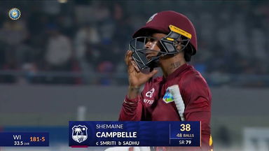 IND-W vs WI-W 2024, 2nd ODI: Shemaine Campbelle Wicket