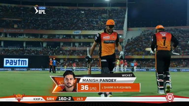 M48: SRH vs KXIP – Manish Pandey Wicket