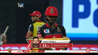 M42: RCB vs KXIP – Virat Kohli Wicket