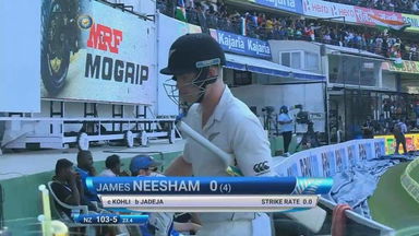 India VS NZ 2016, 3rd Test day 4 - Jimmy Neesham Wicket