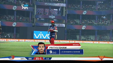 M42: DD vs SRH – Prithvi Shaw Wicket