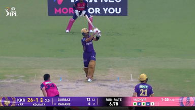 IPL 2025 M53: KKR vs RR - Ajinkya Rahane Six