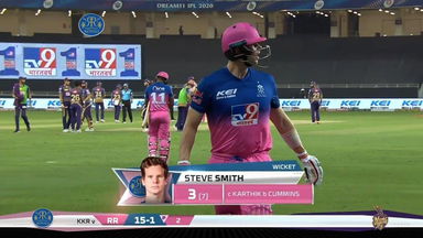 M12: RR vs KKR – Steve Smith Wicket