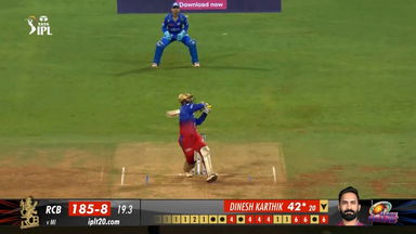 M25: MI vs RCB – Dinesh Karthik Six