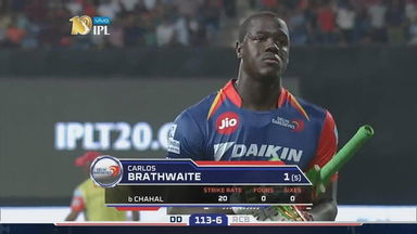 M5: RCB vs DD – Carlos Brathwaite Wicket