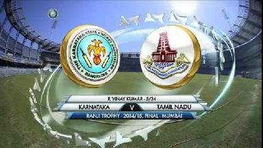Ranji Trophy 2014-15: Karnataka v Tamil Nadu, R Vinay Kumar's five-wicket haul