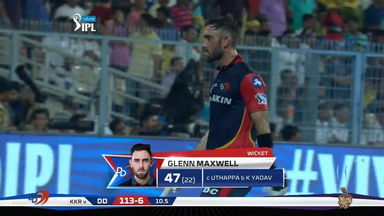 M13: KKR vs DD – Glenn Maxwell Wicket