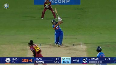 IND vs WI 2026, 5th T20I: Naman Dhir Six
