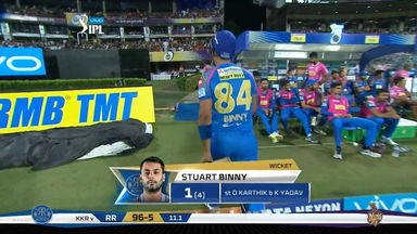 M49: KKR vs RR – Stuart Binny Wicket
