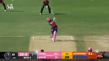 M04: SRH vs RR –  Jos Buttler Six
