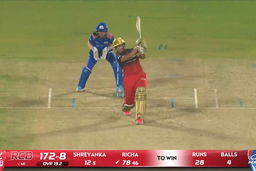 Six: Match 16, Royal Challengers Bengaluru vs Mumbai Indians, WPL 2026: Richa Ghosh Six