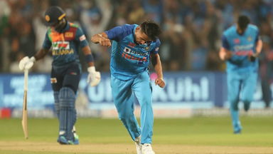 Double delight: Umran Malik's two-wicket over