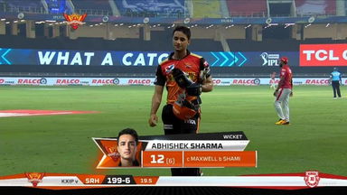 M22: SRH vs KXIP – Abhishek Sharma Wicket
