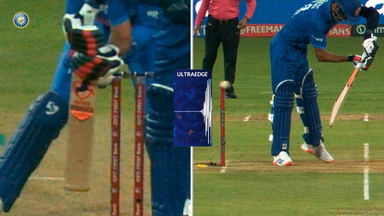 HOW DID THAT NOT FALL? Kuldeep hits the off stump but the bails refuse to fall