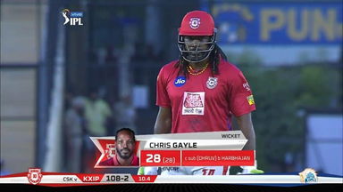 M55: KXIP vs CSK – Chris Gayle Wicket