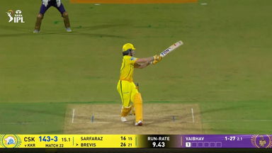 IPL 2026 M22: CSK vs KKR - Dewald Brevis Six