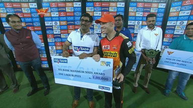 M37: SRH vs KKR – YES Bank Maximum Sixes – David Warner