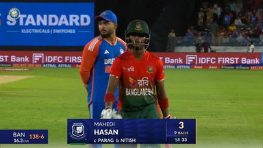 IND vs BAN 2024, 3rd T20I: Mehidy Hasan Wicket