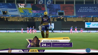M12: RR vs KKR – Andre Russell Wicket