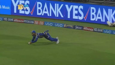 Nitish Rana plucks out a stunner at the boundary ropes