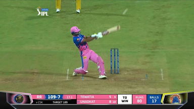 M12: CSK vs RR   – Jaydev Unadkat Six