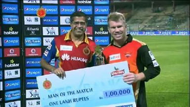 M8: RCB vs SRH – Man Of The Match – David Warner
