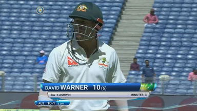 IND vs AUS 2017 - 1st Test Day 2 : David Warner Wicket