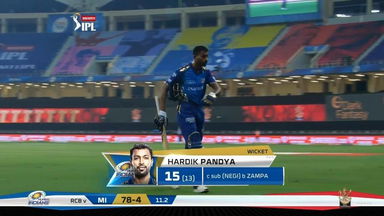 M10: RCB vs MI – Hardik Pandya Wicket