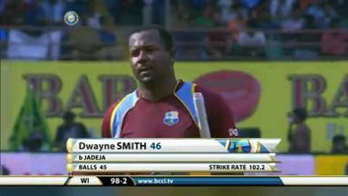 1ST ODI: IND vs WI – Dwayne Smith Wicket