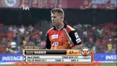 M8: RCB vs SRH – David Warner Wicket