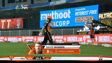 M52: RCB vs SRH – David Warner Wicket
