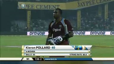 2ND ODI: IND vs WI – Kieron Pollard Wicket
