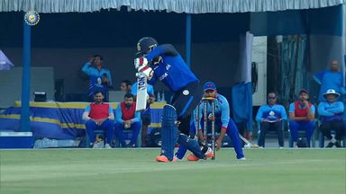 Syed Mushtaq Ali Trophy 2022 QF4 : 4, 4, 4: Harvik Desai's hat-trick of fours against Aman Khan