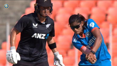 Sharp & Smart: Radha Yadav has the set Suzie Bates caught & bowled