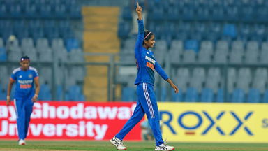 Castled! Shreyanka cleans up Knight for her maiden T20I wicket