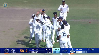 Cooch Behar Trophy 2025 Final, Gujarat vs Tamil Nadu: Gujarat 1st Innings Fall of Wickets